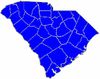Blue counties were won by Hampton
