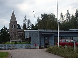 The Pornainen Church on the background
