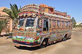 A public transport bus in El Gouna, Egypt customised and highly decorated in Pakistani style