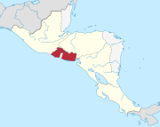 A map of the Federal Republic of Central America's states with El Salvador shaded in red