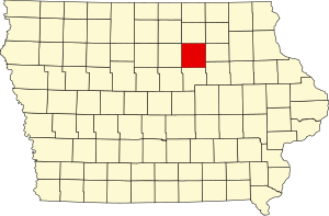 Map of Iowa highlighting Butler County