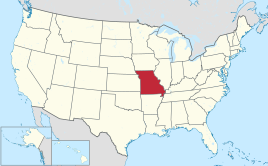 Karte der USA, Missouri hervorgehoben