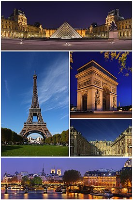 Paris montage. Clicking on an image in the picture causes the browser to load the appropriate article.