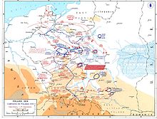 A map of Poland showing the German invasion from eastern Germany, East Prussia and German-occupied Czechoslovakia in September 1939
