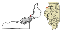 Location of Hampton in Rock Island County, Illinois.