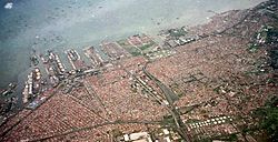 Aerial view of the Port of Tanjung Priok and its surrounding suburbs