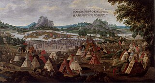 Painting of the encampment of Charles the Bold's army outside of the walls of Neuss