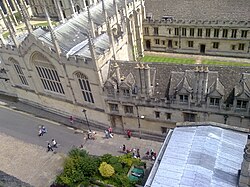 The south eastern corner of All Souls College, abutting Radcliffe Square