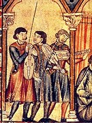 Image cropped from the Cantigas de Santa Maria (codex MS T.I. 1). Two vielles (left) and a citole. Spain, c. 1280.