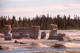 South Quarry Island, monoliths, limestone formations, boreal forest