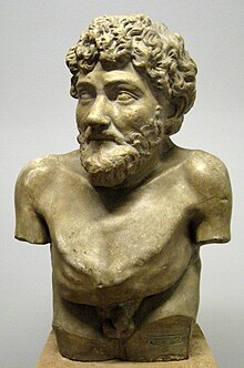 Plaster cast of a Hellenistic statue thought to depict Aesop; original in the Art Collection of the Villa Albani, Rome.