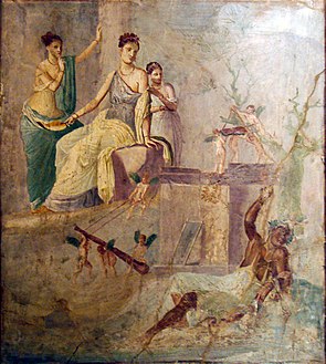 Hercules drunk and Omphale. Fresco from House of the Prince of Montenegro, Pompeii, 25–35 CE
