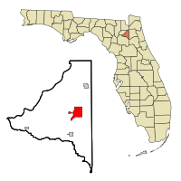 Location in Bradford County and the state of Florida