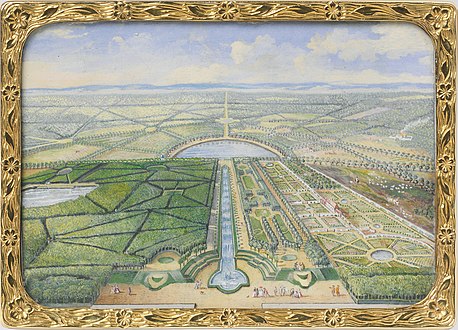 View from the château toward the south, showing the site of the future Pagoda of Chanteloup (1775) in front of the semicircular lake (snuffbox bottom)