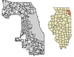 Location of Hometown in Cook County, Illinois.