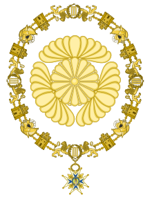 Prince Takamatsu's arms as knight of the Order of Charles III