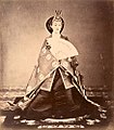 Portrait of Empress Consort Haruko (posthumously known as Empress Dowager Shōken, consort of Emperor Meiji). Albumen silver print by Uchida Kuichi, 1872.
