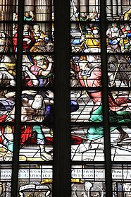 Detail of "The punishment of Heliodorus", stained glass at Sint Janskerk, Gouda, by Wouter Crabeth; 1566