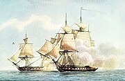 Amazone in battle against HMS Santa Margarita