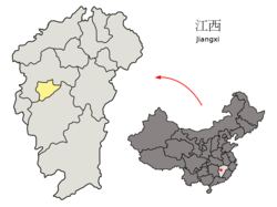 Location of Xinyu City jurisdiction in Jiangxi