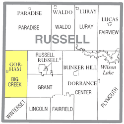 Location of Big Creek Township in Russell County