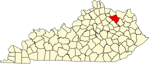 Map of Kentucky highlighting Fleming County