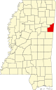 State map highlighting Lowndes County