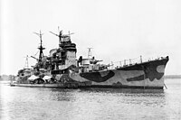 Surrendered Heavy cruiser Myōkō moored at Seletar alongside submarines I-501 and I-502