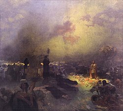 Mucha's The Slav Epic cycle No.11: After the Battle of Vítkov (1916)