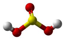Ball-and-stick model of sulfurous acid