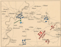 The Battle of Szőreg. The situation on the wider battlefield after the battle. Red - the Austrian troops, Blue - the Hungarian troops. Green - the Russian troops.