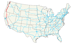 Karte des U.S. Highways 99