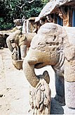 Elephant statues at the Buddhist Udaygiri temple ruins in Odisha, India