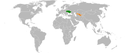 Map indicating locations of Ukraine and Uzbekistan