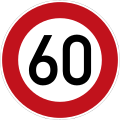 Zeichen 274-60 Zulässige Höchst­geschwindigkeit; bisher Zeichen 274-56