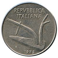 1975 Italian lira coin