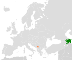 Map indicating locations of Azerbaijan and Kosovo