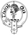 The Scottish crest badge of Clan MacLellan featuring the head of Black Morrow