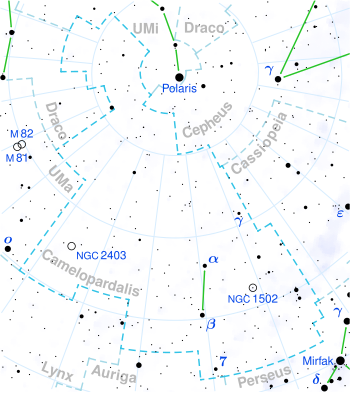 Stein 2051 is located in the constellation Camelopardalis