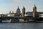 Cannon Street station and bridge as seen from London Bridge in 2005