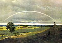 Caspar David Friedrich painting: Rugia Landscape with Rainbow, with Vilm in the background