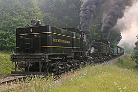 Shay #4 and #11 pull the Bald Knob train up the mountain