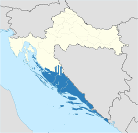 Dalmatien (dunkelblau) innerhalb Kroatiens