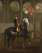 James Montague, Yeoman Rider to King George III, shown in the Riding House at Buckingham House