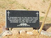 Grave dedicated to the men, women and children who were massacred by the soldiers of the US Army in Skeleton Cave.
