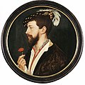 Blackwork embroidery on both an outer and inner collar. Portrait of Simon George by Hans Holbein the Younger, 1535.