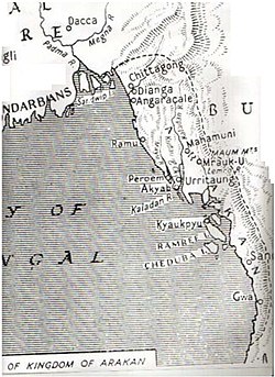 Early Dutch map of Arakan (present-day Rakhine State, Myanmar, and southern part of Chittagong Division, Bangladesh)
