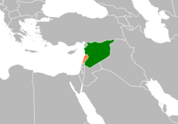 Map indicating locations of Syria and Lebanon