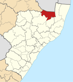 Location of UPhongolo Local Municipality within KwaZulu-Natal