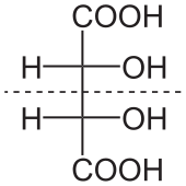 Diagram showing the structural formula of the form of an "L" of tartaric acid, the major organic acid in wine.
